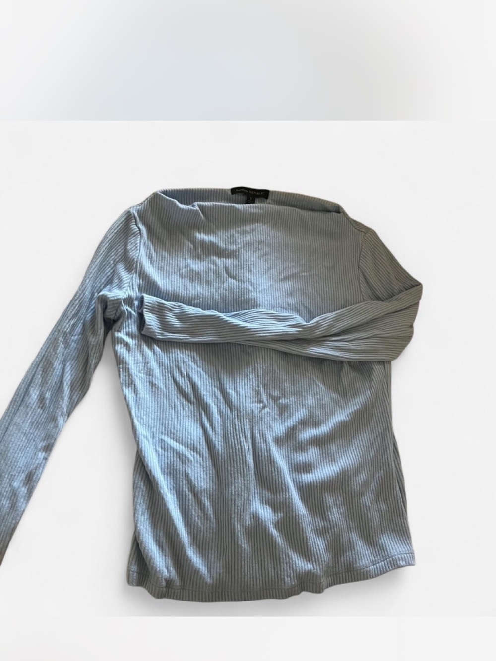 Banana Republic Light Blue Ribbed Long-Sleeve Top